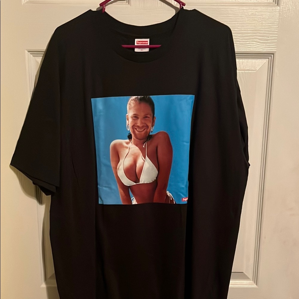 Supreme Black Tee with Graphic Print Aphex Twin